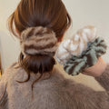 Faux Fur Mottled Scrunchie Hair Ties Five Color Options view 3