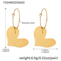 Gold Stainless Heart Hoop Earrings Plain Black Clear Resin Flower view 6