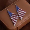 Blue Red and White Flag Pattern Mesh Long Hook Earrings view 3