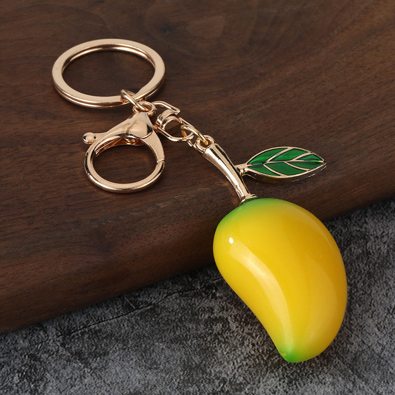 Cute Mango Fruit Keychain Resin Bag Charm for Car Keys and Backpack