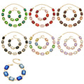 Emerald-Cut Glass Stone Necklace Bracelet Gold Steel Colors view 5