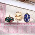 Gold Tone Oval Irregular Chip Adjustable Rings in Seven Colors view 4