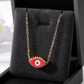 Gold Tone Open Lash Enamel Evil Eye Pendant Necklaces view 6