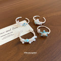 Silver Open Rings Blue Enamel Starfish Shell Pearl Styles view 2
