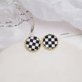 Black White Checkered Gold Earrings Three Style Assortment view 7