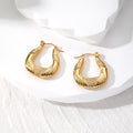 Gold Tone Textured Geometric Hoop Earrings in Eight Designs view 9