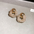 Textured Loop Earrings in Gold Tone Stud and Silver Tone Drop Styles view 6