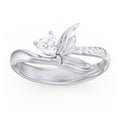 Silver Mermaid Tail Heart CZ Bypass Band Ring Alloy view 2