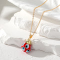 Gold Tone Spotted Glass Evil Eye Pendant Necklaces in Five Colors view 7