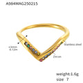 Stainless Steel V Shape Zircon Open Rings Gold Steel Six Styles view 11