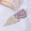 Multicolor Crystal Letter R Brooch with Chain Fringe view 4