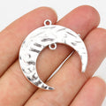 Engraved Crescent Moon Charms in an Antique Silver Finish view 6