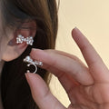 Pearl Bow Curved Crystal Ear Cuff Statement Jewelry view 3