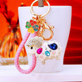 White Crystal Sheep Keychains With Nine Pictured Wrist Strap Options view 2