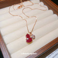Red Gourd Pendant Necklace with Clear Crystal Accent view 2