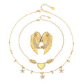 Wing Heart Ring and Crystal Necklace Collection in Gold Tone view 5