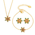 Gold Snowflake Zircon Necklace Bracelet Stud Earrings Set view 5