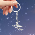 Antique Silver Witch Broom Metal Keychain Split Ring view 3