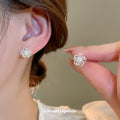 Silver Openwork Flower Stud Earrings Statement Pair view 1