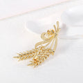 Gold Tone Silver Tone Wheat Crystal Pearl Look Metal Brooch Pin view 3