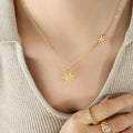 Daisy Pendant Necklace With Side Flower Charm Gold Steel view 4