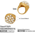 Oversized Pearl and Gemstone Cluster Rings in Two Gold Tone Designs view 6