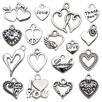 Metallic Heart and Letter Metal Charms with 18 Listed Options