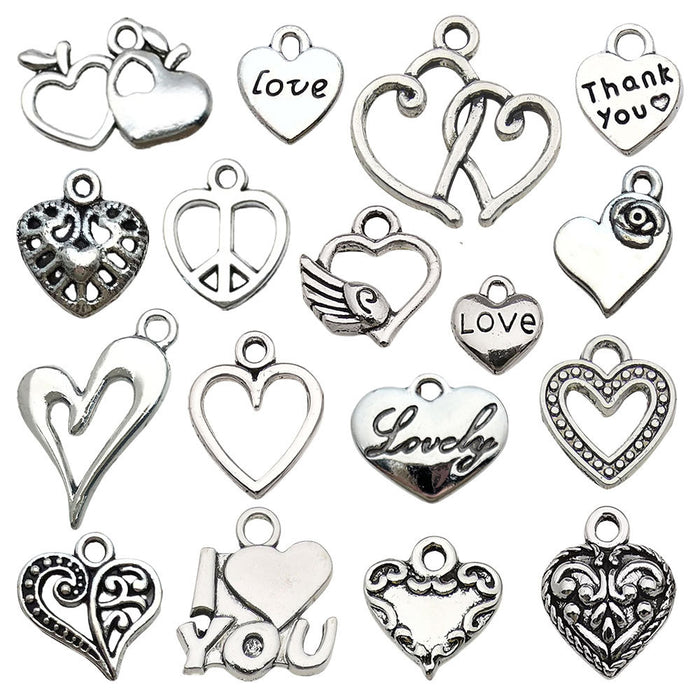 Metallic Heart and Letter Metal Charms with 18 Listed Options