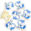 Printed Cat Charms in Gold and Silver Tones, Five Cat Designs view 8