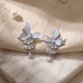 Silver Butterfly Clear Stone Cascade Stud Earrings view 4