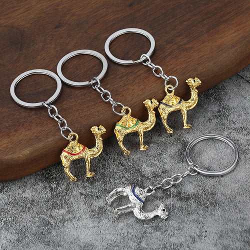 Dunhuang Camel Alloy Keychain Souvenir with Jewel-Style Enamel Finish