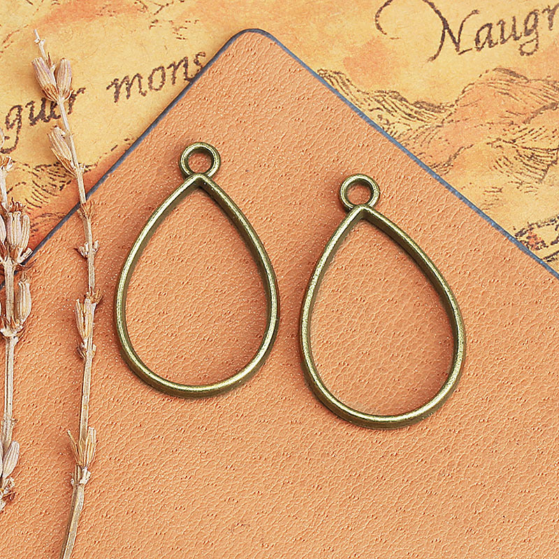 34x20mm Alloy Teardrop Open Bezel Pendant Frame for UV Resin