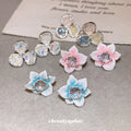 Crystal Flower Stud Earrings in Four Color Options view 2