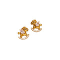 Gold Tone Colorful Crystal Rocking Horse Stud Earrings view 5
