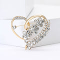 Interlocking Heart Crystal Brooch in Gold or Silver Tone view 4