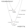 Double Layer Heart Zircon Necklace Gold Silver Open Hearts view 7