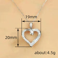 Silver Tone Open Heart Pendant Necklace with Clear Crystal Edge view 4