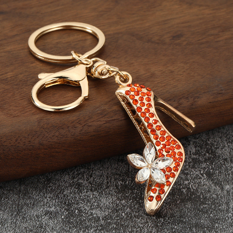 Rhinestone High Heel Shoe Keychain with Crystal Pendant for Bags