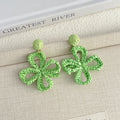 Eleven Color Woven Four Leaf Flower Statement Earrings view 7