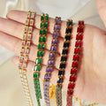 Gold Y-Lariat Necklace Rectangular Color Stones Purple Black view 1