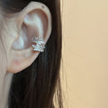 Silver Crystal Wheat Leaf Ear Cuff With Curved Cluster view 6
