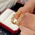 Rectangular Link Clear Stone Hoop Earrings In Gold And Silver Tones view 3