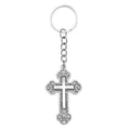 Silver Hollow Ornate Cross Keychain Chain Pendant Charm view 5