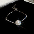 Pearl Rhinestone Slider Bracelets Heart Round Cushion Styles view 10