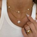 Four Shell Flower Wrapped Bead Natural Pearl And Shell Necklaces view 2