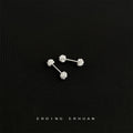 Silver Tone Double End Rhinestone Ball Barbell Studs In Four Sizes view 7