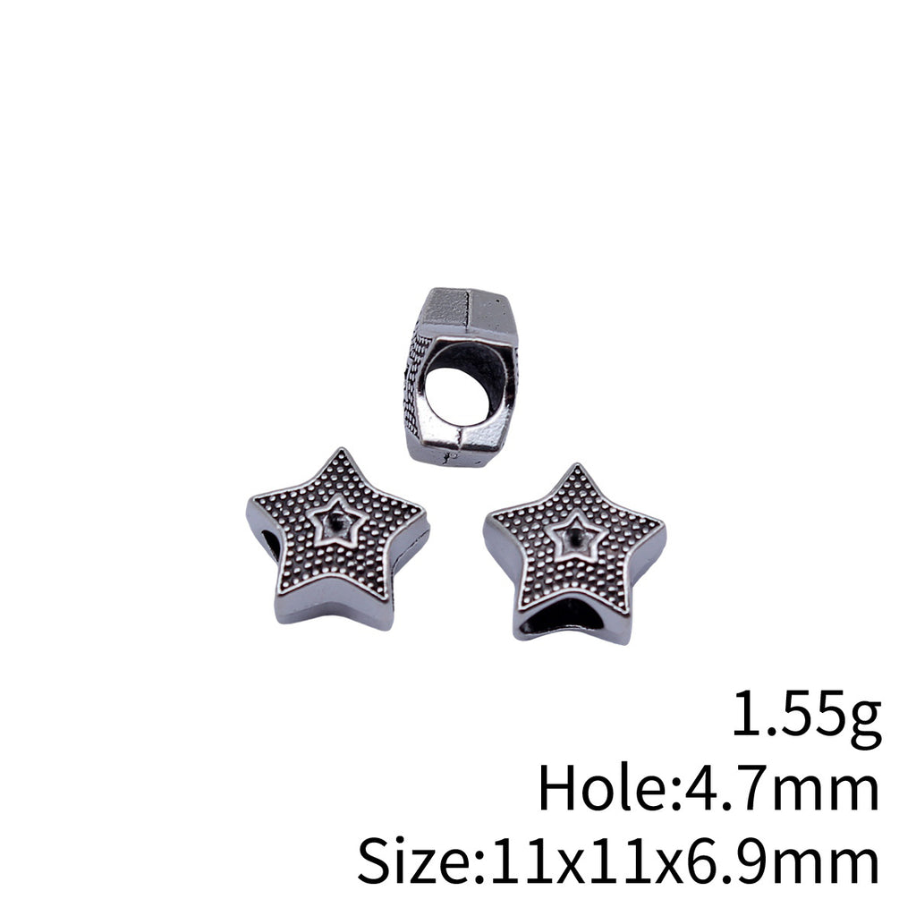 11x11x6.9mm 1.55g Antique Silver Zinc Alloy Star Large Hole Spacer Beads for DIY Bracelet Jewelry Making