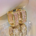 Wide Rectangular Pave Hoop Earrings In Six Color Variants view 2