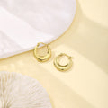 Sixty-Five Gold Tone Sculptural Small Hoop Earrings view 3