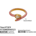 Enamel and Crystal Open Rings in Seven Gold Tone Color Styles view 9